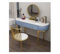 Makeup Dressing Table with Sliding Drawers, Luxury Vanity Desk with Touch Screen, Stylish Corner Design
