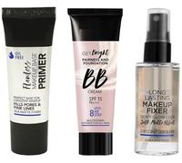 Makeup Essentials Combo Set - Primer (18g), Makeup Fixer (60ml) & BB Cream with SPF15 (30g) | 3-in-1 Face Makeup Kit for Flawless Base & Long-Lasting Wear | Total 108g