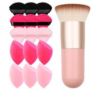 Makeup Foundation Brush with Powder Puff and Sponges, 15pcs Makeup Tool Set, Easily Blends Makeup Set for Liquid, Cream, and Powder, Reusable & Washable