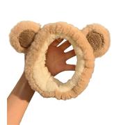 Makeup hair band Headwear Plush Face Wash Headband Cute Little Bear Ears Washing Shampoo(Khaki)