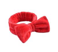 Makeup Hair Band Women Solid Bow Headbands Coral Fleece Makeup Spa Wash Face Turban Head Wrap Girls Hair Towel Accessories Band Hairbands(Red)