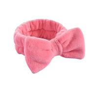 Makeup Hair Band Women Solid Bow Headbands Coral Fleece Makeup Spa Wash Face Turban Head Wrap Girls Hair Towel Accessories Band Hairbands(Watermelon Red)