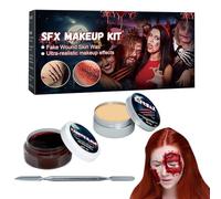 Makeup Kit | 2 In 1 Fake And Scab Paint Set For Halloween - Product Realistic Beauty For Wounds Zombie Costumes Unisex Adults Carnival