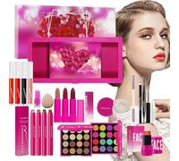 Makeup Kit | Eye and Lip Makeup Kit for Beginners | Lipstick Palette Eyeshadow Blush with Brush for Events Travel