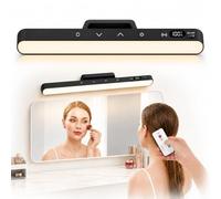 Makeup Light for Bathroom, Rechargeable Mirror Lights with Battery Display,Dimmable Stick on Vanity Lights with 5 Color Modes,Remote Control Wireless Bathroom Lamp for Dressing Table,Bathroom,Cupboard