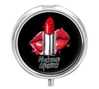 Makeup Lips Lipstick Travel Pill Organizer Portable Pill Case Small Pill Box for Purse Pocket