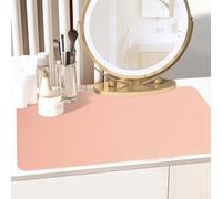 Makeup Mat, Dual-Sided Waterproof Vanity Protector Mat, Non-Slip PU Laptop Pad, Large Mouse Mat, Dresser Cover Accessories, Writing Desk Pad for Office and Home Decor, Pink 31.5x15.7in