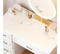 Biqissi Makeup Mat for Vanity, Dual-Sided Makeup Mat Waterproof Oilproof Vanity Protector Mat, No Slip Vanity Mat for Vanity Top Protector, for Home Vanity Decor, Beige 31.5x15.7in