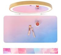 Makeup Mat for Vanity to Protect Desk Top, Trimmable Makeup Mat, Easy to Clean PU Leather Desk Pad - Waterproof and Oilproof Vanity Accessories for Women Girls, 23.6 x 11.8in - Blue to Pink Gradient