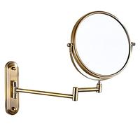 Makeup Mirror, 8-Inch Brass Wall Mounted Mirror with 5X Magnification, Extendable Round Vanity Mirror for Bathroom - Stylish & Functional Beauty Essential