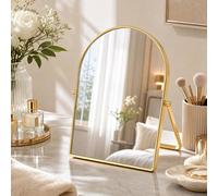 Makeup Mirror Arched Vanity Mirror Large Cosmetic Vanity Mirror Metal Frame with Stand 360° Swivel & Adjustable HD Definition Countertop Tabletop Mirrors for Vanity Dresser, Bathroom, Bedroom, Desk