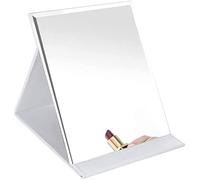 Makeup Mirror, Hand Free/Handheld/Tabletop Foldable Mirror, Adjustable Stand, Portable Size for Camping,Vocation,Home Vanity and Office Desk,Black-Large