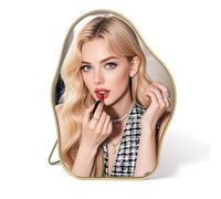 Makeup Mirror, Irregular Tabletop Mirrors for Dressing Gold Mirrors for the Bedroom Desk Mirror with Metal Frame Small Vanity-mirror Portable Cosmetic-mirror with Stand for Dresser (30L x 22W cm)