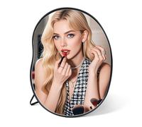 Makeup Mirror, Oval Tabletop Mirrors for Dressing Black Mirrors for the Bedroom Desk Mirror with Metal Frame Small Vanity-mirror Portable Cosmetic-mirror with Stand for Dresser (30L x 22W cm)