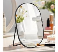 Makeup Mirror Oval Vanity Mirror Large Cosmetic Vanity Mirror Metal Frame with Stand 360° Swivel & Adjustable HD Definition Countertop Tabletop Mirrors for Vanity Dresser, Bathroom, Bedroom, Desk