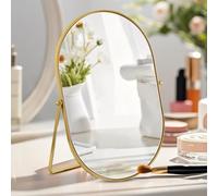 Makeup Mirror Oval Vanity Mirror Large Cosmetic Vanity Mirror Metal Frame with Stand 360° Swivel & Adjustable HD Definition Countertop Tabletop Mirrors for Vanity Dresser, Bathroom, Bedroom, Desk