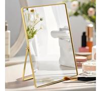 Makeup Mirror Rectangular Vanity Mirror Large Cosmetic Vanity Mirror Metal Frame with Stand Folding & Adjustable HD Definition Countertop Tabletop Mirrors for Vanity Dresser, Bathroom, Bedroom, Desk