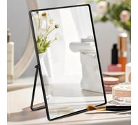 Makeup Mirror Rectangular Vanity Mirror Large Cosmetic Vanity Mirror Metal Frame with Stand Folding & Adjustable HD Definition Countertop Tabletop Mirrors for Vanity Dresser, Bathroom, Bedroom, Desk