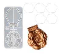 Makeup Mirror Resin Mold Kit, Compact Mirror Resin Mold with 5 Pcs Acrylic Mirror Pocket Silicone Molds for Epoxy Resin Craft DIY Double-Sided Foldable Mirrors (Rose)