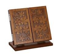 Makeup Mirror Stable on Desktop Foldable Wooden with Three-sided Flower Pattern Design Desk Mirror Compact Tri-fold for Home Use