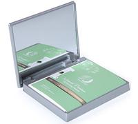Makeup Mirror with Facial Oil Blotting Paper Sheets - Green Tea 100 Counts, Silver Compact Folding Cosmetic Travel Mirror
