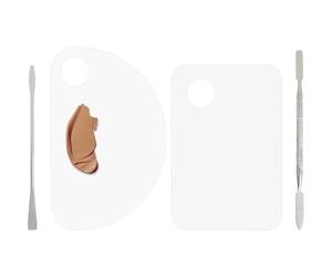 Makeup Mixing Palette 6 Pcs Acrylic Paint Palette Transparent Clear Cosmetic Palette(2 Shape) With Spatula For Mixing Foundation