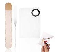 Makeup Mixing Palette Set 2pcs Stainless Steel make up palette and Makeup Spatula for Blending Foundation Lipstick Eyeshadow Spread Foundation Evenly Across Face for A Lighter Finish