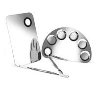 Makeup Mixing Palette Stainless Steel Cosmetic Palette Professional Nail-art Palette with Spatula Tool for Mixing Foundation Eye Shadow Nail Art Pigment Blending 2 Pieces (Silver)