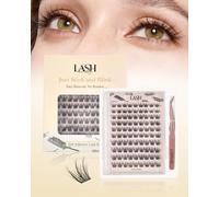 makeup Natural Wispy False Eyelashes Self Adhesive Glue-Free Easy Remove Ultra Thin Lightweight Natural Look Fluffy False Eyelashes 90 Clusters Tweezer Free