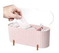 Makeup Organiser 3 Compartments Cotton Pad Holder Cotton Swab Dispenser Makeup Container for Dresser Bedroom Bathroom