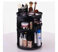 Makeup Organiser, 360 Degree Rotating Beauty Organiser for Cosmetic Perfume Jewellery, Revolving Make Up Storage with Adjustable Layers on Stand Spinning for Vanity Table Bedroom, Crystal (Black)