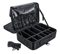 Makeup Organiser Box Vanity Cases: Extra Large Makeup Case Cosmetic Storage Box Professional Travel Makeup Artist Bag with Compartments Women Vanity Beauty Kit Organizer for Makeup Cosmetics Black