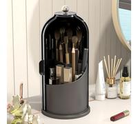 Makeup Organiser,Perfume Organiser,Skincare,Dressing Table With Dustproof Cover 360 Rotating,Makeup Storage For Vanity Bathroom, All black