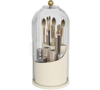 Makeup Organiser,Perfume Organiser,Skincare,Dressing Table With Dustproof Cover 360 Rotating,Makeup Storage For Vanity Bathroom, All off-white