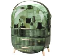 Makeup Organiser Storage Box, Cosmetics Display Case with Cover, Dust Proof Waterproof Cosmetics Storage Box Suitable for Bathroom Countertop and Bedroom Vanity Dresser (Retro Green)