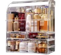Makeup Organiser Storage, X-Large Acrylic Perfume Skincare Organisers Display Case with Drawers, Waterproof Large Dustproof Cosmetic Organiser Box for Counter, Dresser and Bathroom