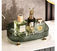 Makeup Organiser - Thick Material Beauty Organiser, Perfume Decorative Dresser Tray for Dressing Table,Storage Vanity Tray for Bedroom Bathroom Countertop Skincare Perfumes Cosmetics Desktop (Green)