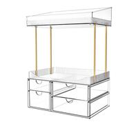 Makeup Organiser - Upgraded Transparent Perfume Organiser with 2 Shelves & 4 Drawer, Symmetrical Make up Storage Non-Slip Design, Skincare Drawer Organisers for Bathroom/Bedroom/Kitchen/Vanity, Clear