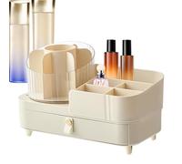 Makeup Organiser with Drawers, Countertop Makeup Organiser | Rotating Makeup Perfume Organiser for Countertop with Brush Holder, Cosmetic and Makeup Organiser with Large Capacity