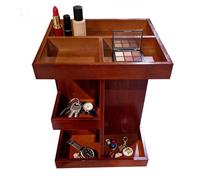 Makeup Organizer - 11.02 Inches Wooden Countertop Storage for Cosmetics, 360-Rotating with Space-Saving Design, Beauty Style Organization for Bathroom, Bedroom, Apartment, Dorm, Home Use, Daily Use