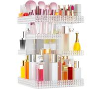 Makeup Organizer 360 Rotating, Large Acrylic Perfume Organizer Holder with 7 Adjust Layers for Spinning Skincare Organizers and Storage Rack for Vanity, Organizador de Maquillaje(Plus Size-Clear)