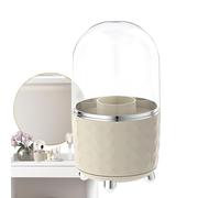 Makeup Organizer - 360 Rotating Makeup Brush Holder with Lid | Skincare Organizer with 6 Compartments | Proof Clear Cosmetic Organizer
