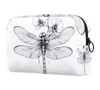 Makeup Organizer Bag Art Dragonfly Decorated with Exotic Orchids Pencil Case Cosmetic Storage Bag Portable Toiletry Pouch for Women Men