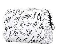 Makeup Organizer Bag Art Hand Written Letters Pencil Case Cosmetic Storage Bag Portable Toiletry Pouch for Women Men