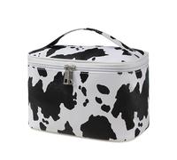 Makeup Organizer Bag - Cow Print Travel Cosmetic Bag Toiletries with Our Travel Bag | Waterproof Makeup Case Organizer Travel Bag, Square Queen, Consulte la descripción, See description