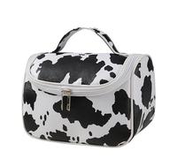 Makeup Organizer Bag - Cow Print Travel Toiletry Cosmetic Bag,Portable Waterproof Makeup Case Organizer with Large Capacity for Skincare, Toiletries, Women, Girls
