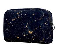 Makeup Organizer Bag Gold Glitter Stars and Night Sky Pencil Case Cosmetic Storage Bag Portable Toiletry Pouch for Women Men