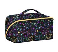 Makeup Organizer Bag, Halloween Black Bats Night Sky with Stars Travel Makeup Bags Makeup Vanity Case Large Capacity Rhombus Cosmetic Toiletry Bag for Girl Women Ladies, Halloween Theme 089, One Size