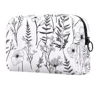 Makeup Organizer Bag Meadow Wild Flowers and Tree Leaves Pencil Case Cosmetic Storage Bag Portable Toiletry Pouch for Women Men