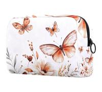 Makeup Organizer Bag Watercolor Abstract Flowers Plants Butterfly and Dragonfly Pencil Case Cosmetic Storage Bag Portable Toiletry Pouch for Women Men